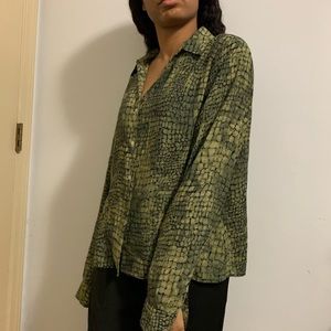 Green Croc Button Down